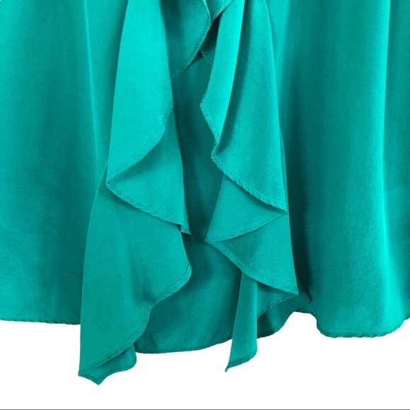 Aryn K 100% Silk Halter Tank with Waterfall Ruffles & Lace Back Medium - Picture 5 of 11